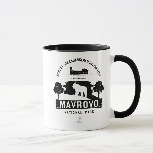 Taza Diseño negro del parque nacional Mavrovo (Derecha)