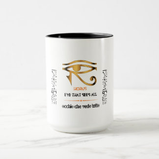 Taza Diseño Ojo Dorado de Horus en inglés e italiano
