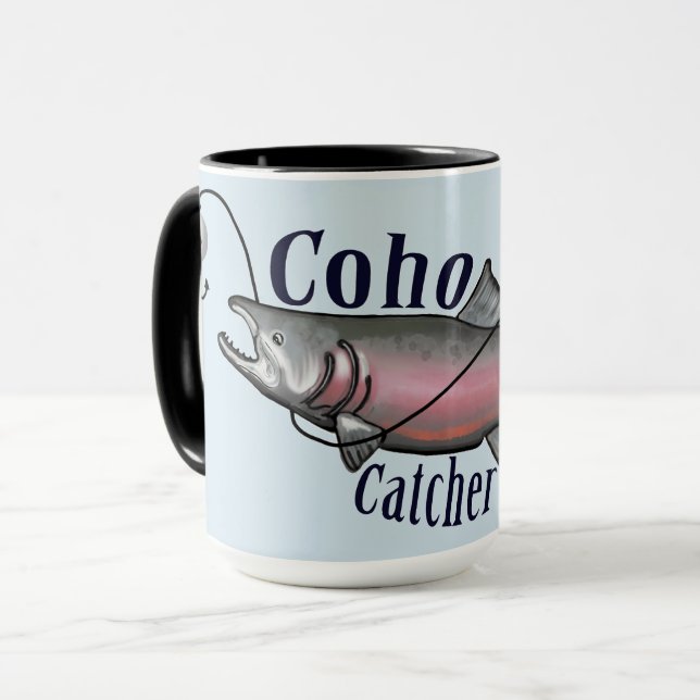 Taza Diseño original de los salmones de Coho (Anverso izquierdo)