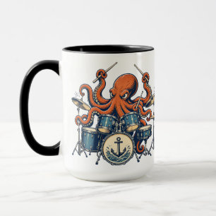Taza Diseño personalizado de pulpo baterista