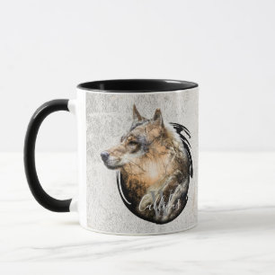 Taza Diseño personalizado del lobo del bosque