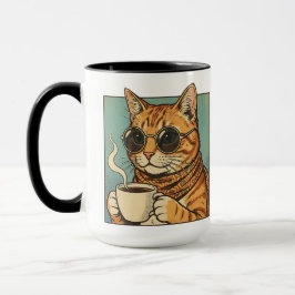 Taza Diseño Retro de Cool Cat Coffee para Amantes de lo