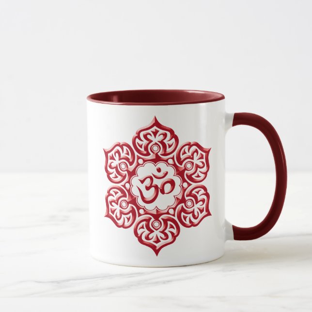 Taza Diseño rojo floral de Aum (Derecha)