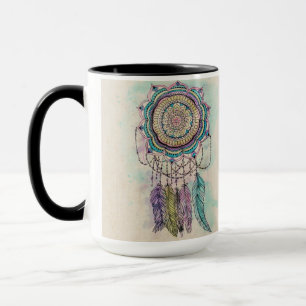 Taza diseño tribal de pintura de mano dreamcatcher mand