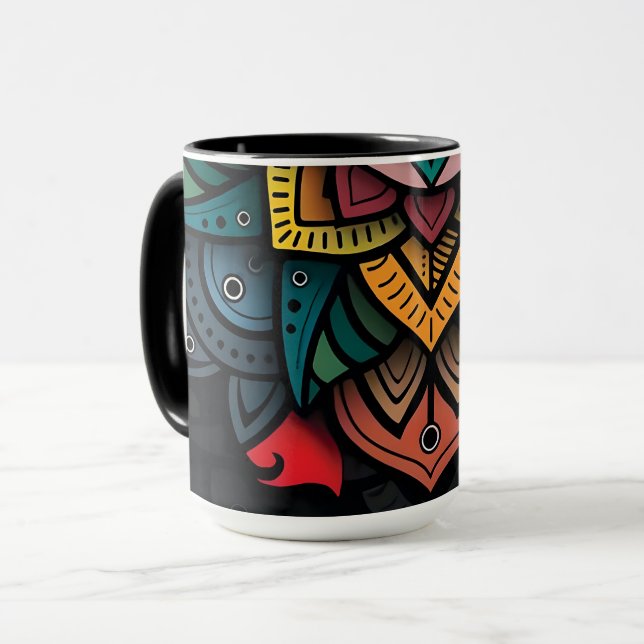 Taza Diseño Vibrante de Mandala (Anverso izquierdo)