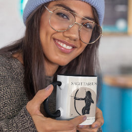 Taza Diseño Zodiacal Femenino Sagitario Marrón Negro