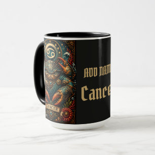 Taza Diseño zodiacal masculino celestial de Cáncer