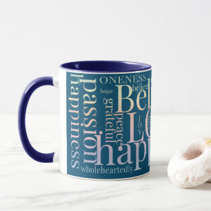 Taza Diseños modernos de texto en nube de palabras col