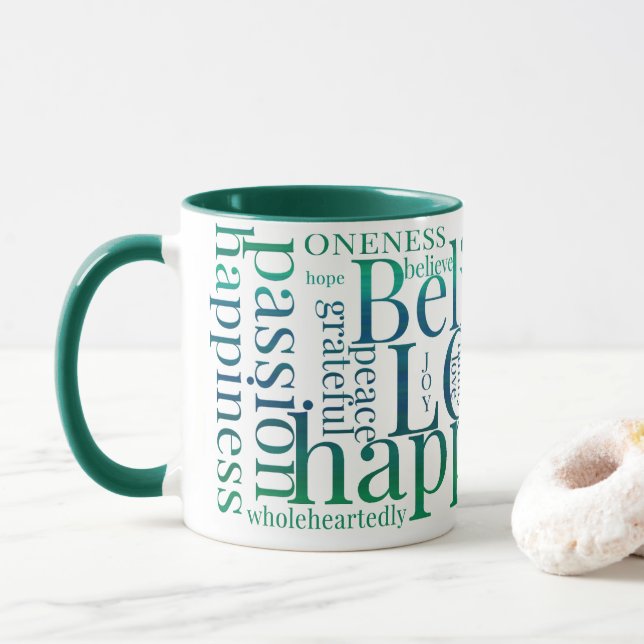 Taza Diseños modernos de texto en nube de palabras colo (Con donut)