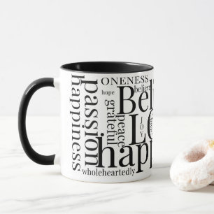 Taza Diseños modernos de texto en nube de palabras colo