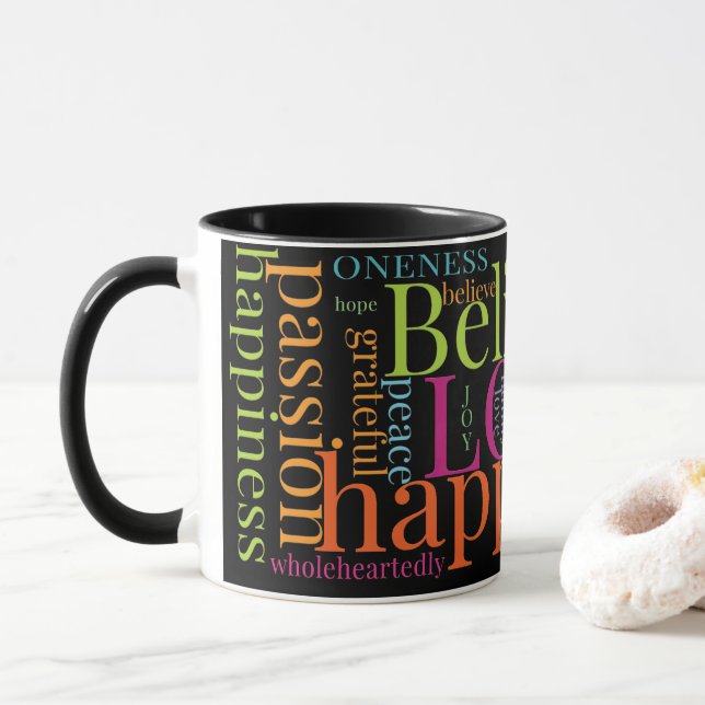 Taza Diseños modernos de texto en nube de palabras colo (Con donut)