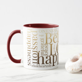 Taza Diseños modernos de texto en nube de palabras colo