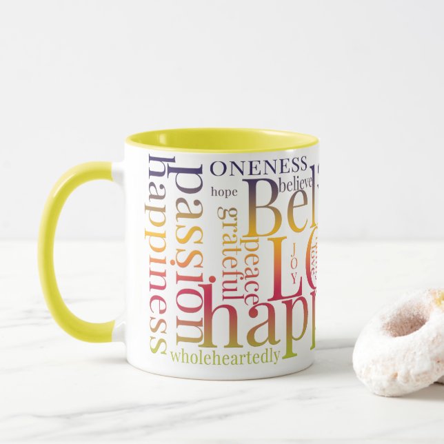Taza Diseños modernos de texto en nube de palabras colo (Con donut)