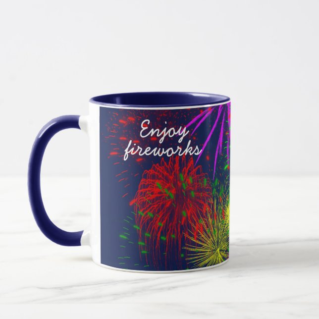 Taza Disfruta de fuegos artificiales personalizable div (Izquierda)