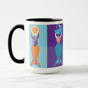 Taza Diversas Sirenas De Café De Acento Negro Mug 15 Oz