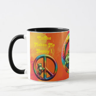 Taza Diversión colorida de la paz de la rana hippie per