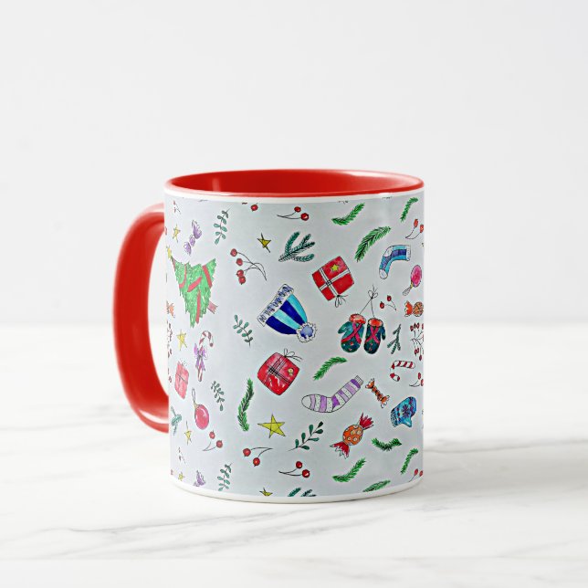 Taza Diversión de los navidades, patrón popular, (Anverso izquierdo)