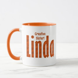 Taza Diversión Personalizada "Linda" Nombre Orang Plaid