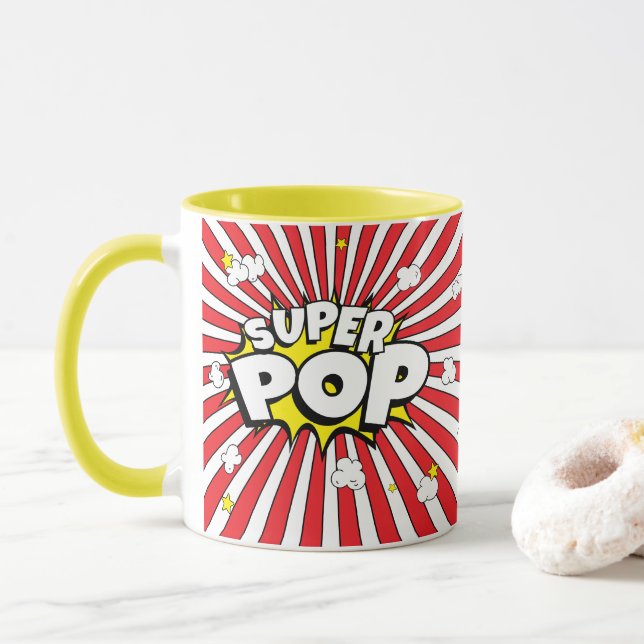 Taza ¡Diversión SUPER POP! Pun | Palomitas de maíz y es (Con donut)
