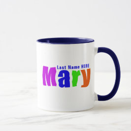 Taza Diversión y alegre colorido "Mary" Nombre Arte, Az