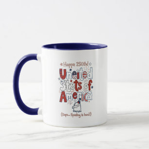 Taza divertida con error ortográfico del 250 anive