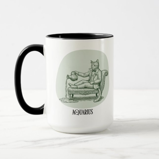 Taza divertida con juego de palabras de gato Acuar (Izquierda)