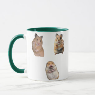 Taza divertida con signo de paz y meme de hámster 