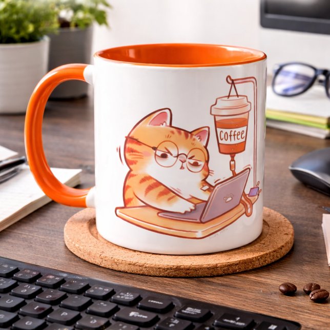 Taza divertida de café con gato, Programador sobre (Subido por el creador)