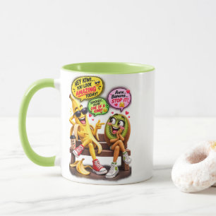 Taza divertida de dos tonos de plátano y kiwi 