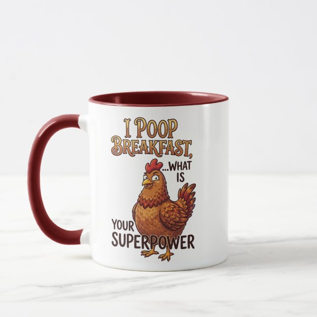 Taza divertida de gallina que cago desayuno - Meme (Izquierda)