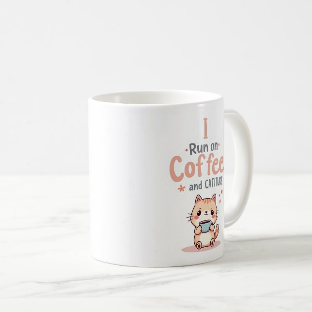 Taza divertida de gato: café y actitud (Anverso derecho)