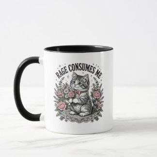 Taza divertida de gato con 'La rabia me consume' -