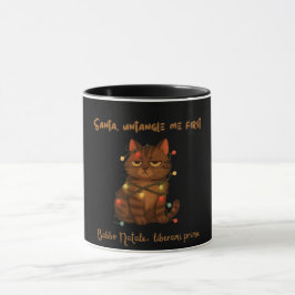 Taza divertida de gato de Navidad - Santa, desenvu