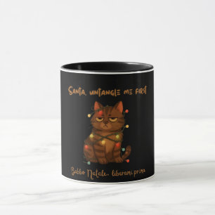 Taza divertida de gato de Navidad - Santa, desenvu