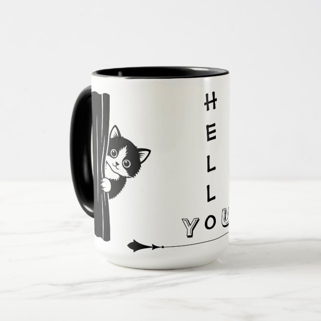 Taza Divertida de Gato Peekaboo (Anverso izquierdo)
