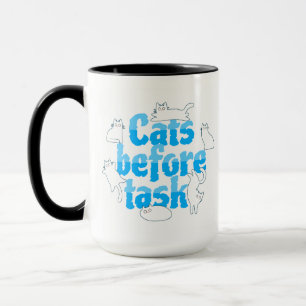 Taza divertida de gatos antes de tareas