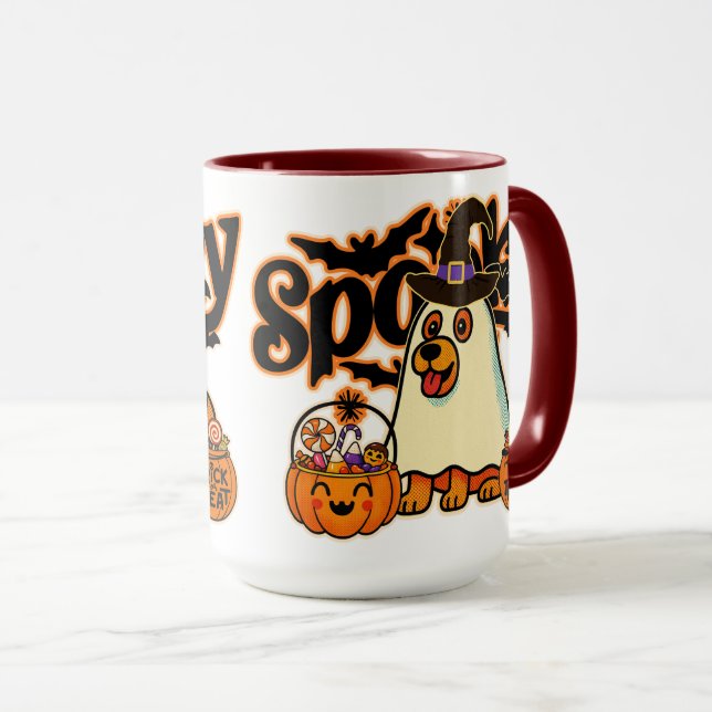 Taza divertida de Halloween de perro espeluznante (Anverso derecho)