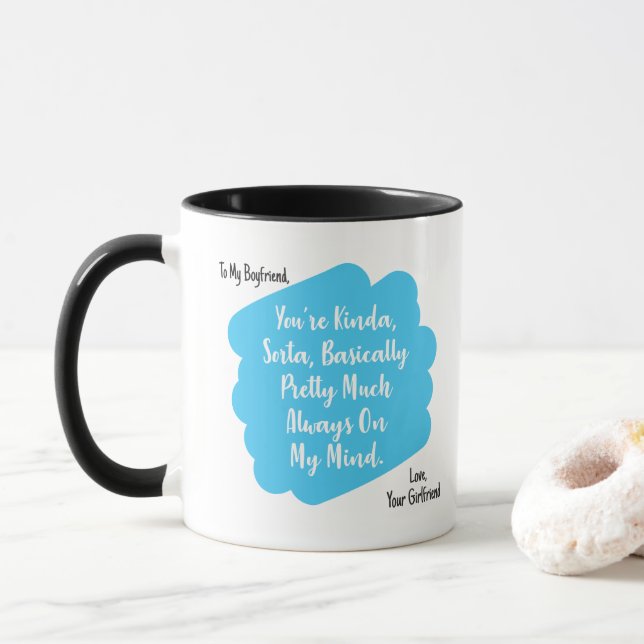 Taza divertida de las citas del novio de la novia (Con donut)
