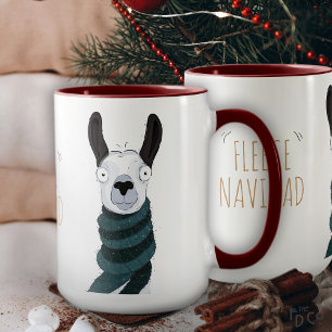Taza divertida de llamas de 'Fleece Navidad'