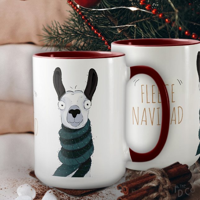 Taza divertida de llamas de 'Fleece Navidad' (Subido por el creador)