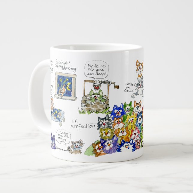 Taza divertida de los gatos del dibujo animado (Izquierda)