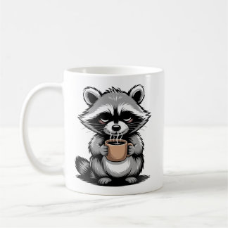 Taza divertida de mapache, café primero, charla de