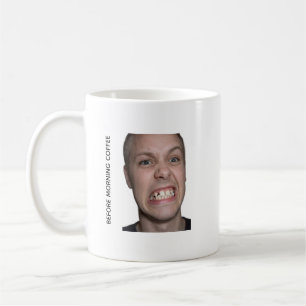 Taza divertida de meme de antes y después del café
