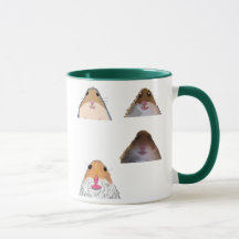 Taza divertida de meme de hámster mirando fijament