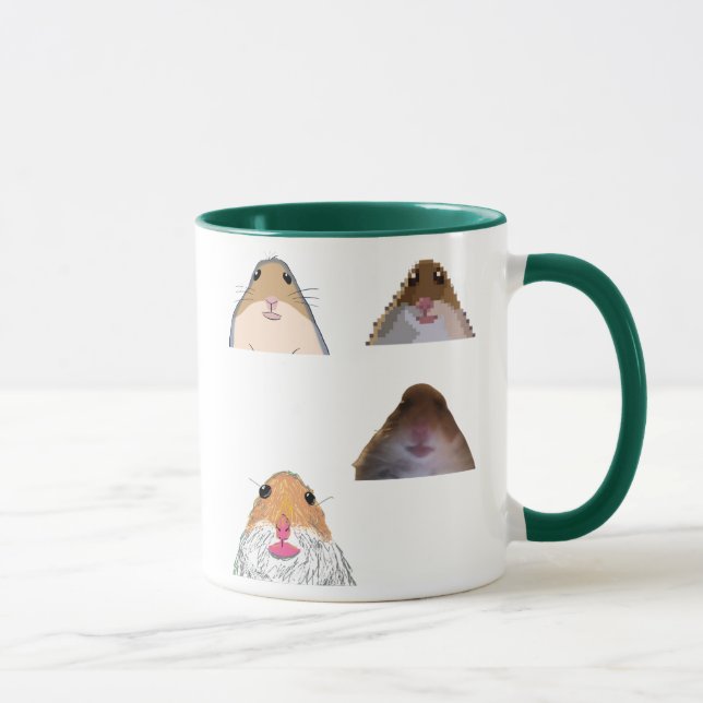 Taza divertida de meme de hámster mirando fijament (Derecha)