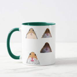 Taza divertida de meme de hámster mirando fijament