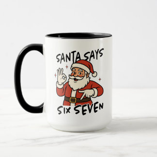 Taza Divertida de Navidad 'Santa Dice Seis Siete'