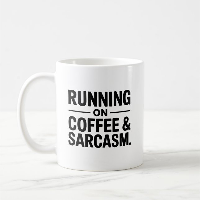 Taza divertida de oficina con café y sarcasmo (Izquierda)