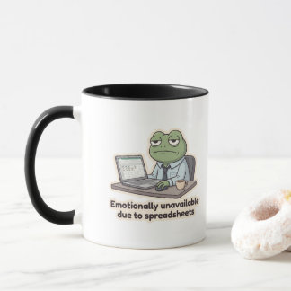 Taza divertida de oficina de rana de hoja de cálcu
