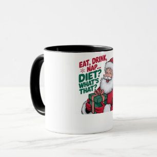 Taza divertida de Santa Navidad Come Bebe Duerme